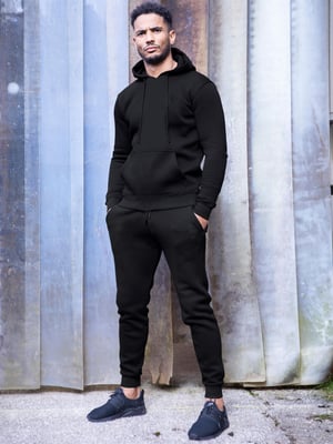 Enzo | Mens Pullover Hoodie Tracksuit Set - Black