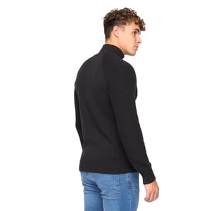 Crosshatch Mens Birchin stickad jumper med full dragkedja (svart)