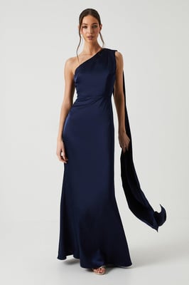 Drape Shoulder Detail Bridesmaids Dress