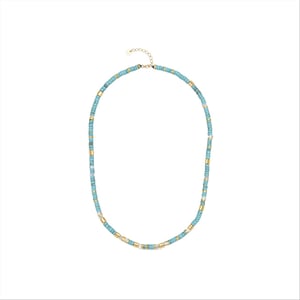 Luxenter Sterling Zilver 925 Ketting met Turkoois Afgewerkt in 18K Geel Goud - Ihun