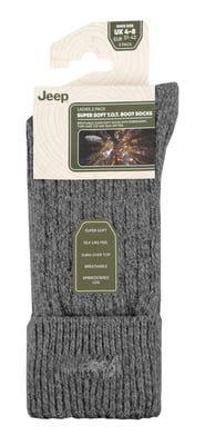 Ladies Turn Cuff Socks | Jeep | Walking Boot Socks Women, Comfortable Performance Polyester Socks - Charcoal / Slate
