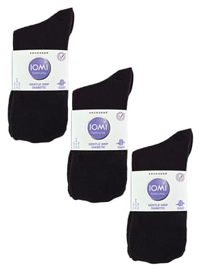 IOMI - 6 Pack Ladies Diabetic Bamboo Socks | Extra Wide Seamless Loose Non Elastic Socks for Women - Black
