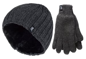 Heat Holders Dikke thermo muts en handschoenenset voor heren - Grijs