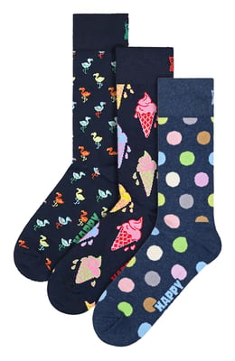 3-Pack Unisex Funky Design Cadeausokken Set - Marineblauw