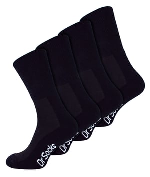 4 Pair Multipack Mens Bamboo Diabetic Socks | Dr.Socks | Non Elastic Extra Wide Diabetic Socks for Swollen Feet - Black