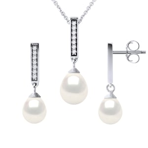 Finery Montaigne ketting en oorbellen Dangle Kralen Zoet Water White 925
