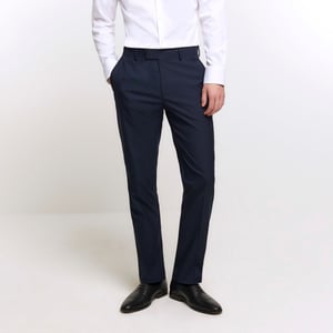 River Island Mens Suit Trousers Navy Slim Fit Twill
