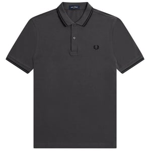 Fred Perry zwart grijs poloshirt met dubbele getipte kraag