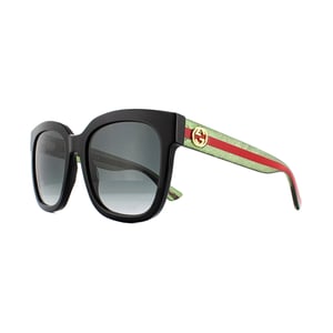Gucci Zonnebril GG0034S 002 Zwart Glitter Groen En Roodgrijs Verloop