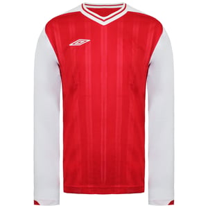 Umbro Long Sleeve V-Neck Red/White Kids Football Veloce Top 637679 A54