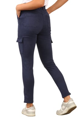 MYT Womens Cargo Chino Ankle Grazer Trousers in Navy