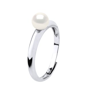 Eenvoudige Ring - Echte Gecultiveerde Zoetwaterparels Rond 5-6 mm