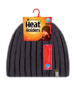 Heat Holders - Fleecefodrad ribbad vintermössa för herrar
