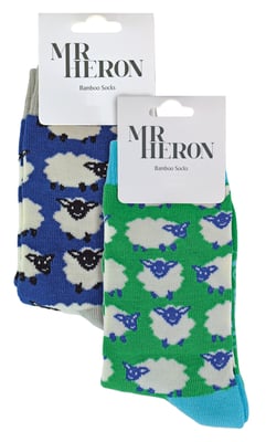 Mr Heron - 2 Pairs Boys Bamboo Animal Patterned Socks - Sheep