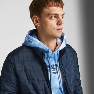 Jack & Jones Men's Stand Collar Puffer Jacket, Crewneck, Full Zip