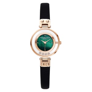 VICTORIA HYDE Ladies Watches Small Dial Analog Quartz Woman Watches with Clear Crystal Elegant Gold Watch for Woman, green black