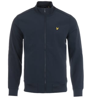 Lyle & Scott softshell jack met ritssluiting en trechterhals - donkerblauw