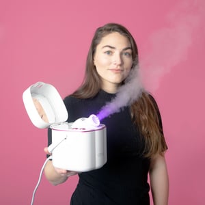Envie Ionic Portable Facial Steamer with LED Spa Light for Women, White