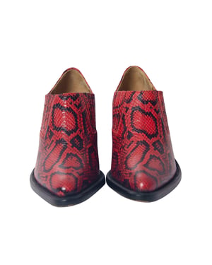 Chloé Rylee Snake-Effect Ankle Boots in Red Leather