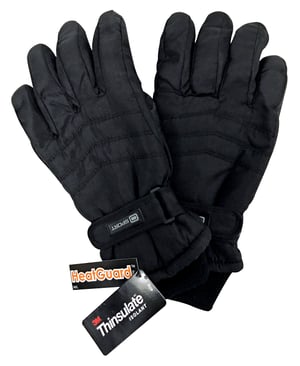 Mens 3M Thinsulate 40 gram Thermal Insulated Waterproof Ski Gloves - Black