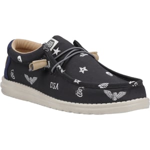 HEYDUDE Wally Stars n Skulls 100% Bomull Herr Svarta Båtskor