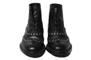 Saint Laurent Army Lace Up Boots with Studs in Black Leather