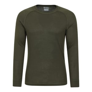 Mountain Warehouse Heren Talus Ronde Hals Thermo Top met Lange Mouwen (Kaki Groen)