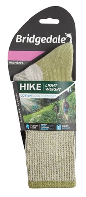 Bridgedale - Womens Hiking Lightweight Cotton Boot Socks -Spring Green