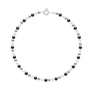 Halsband av äkta odlade sötvattenspärlor och runda 6-7 mm