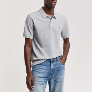 Men's Gant Embroidered Archive Shield Polo Shirt in Grey