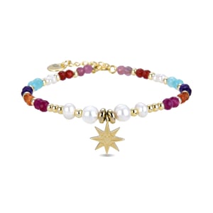 Luxenter 925 Sterling Zilveren Armband met Veelkleurig Kristal in 18K Geel Goud - Shasha