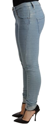 Acht Blå Bomullsstretch Nederdel Smal Passform Damjeans