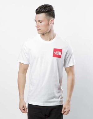 The North Face Men's Fine Short Sleeve T Shirt White/Red