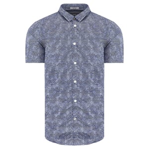 Pepe Jeans Steve Slim Fit Short Sleeve Printed Blue White Men Shirt PM305850 0AA