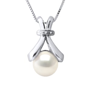 DIADEMA - Pendant - White Gold and Real Freshwater Pearls - White