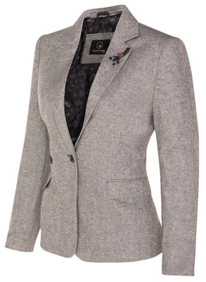 Dames Tweed jaren 1920 visgraat lichtgrijze blazer
