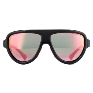 Moncler Aviator Unisex Shiny Black with Pink Leather Blue with Pink Mirror Sunglasses