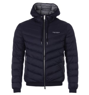 Armani Exchange Milano/New York Logo Heren Gewatteerde Kapjacket
