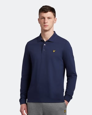 Lyle & Scott poloshirt met lange mouwen in marineblauw