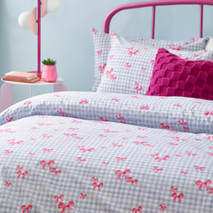 Heya Home Gingham Bows Printed Duvet Cover Set