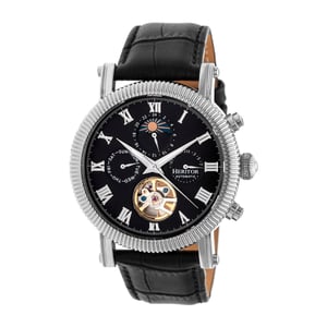 Heritor automatisch Winston semi-skelet lederen band horloge