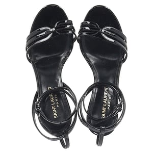 Saint Laurent Enkelband Sandalen in Zwart Patente Leer