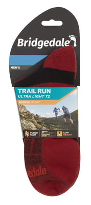 Bridgedale - Mens Running Ultralight Merino Low Socks - Red