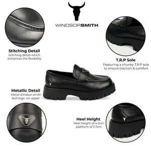 Windsor Smith Zwarte Leren Chunky Loafers - Throne