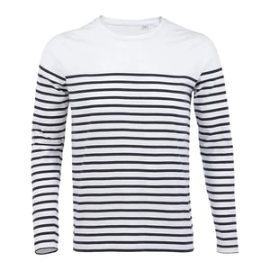 SOLS Heren Matelot Gestreept T-shirt Met Lange Mouwen (Wit/Zwaar)