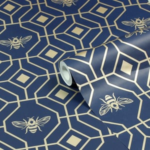 Bee Deco Gold Geometric Foil Wallpaper