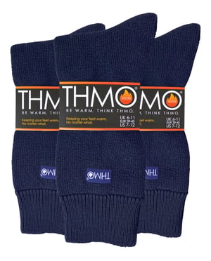 3 paar met fleece gevoerde pantoffelsokken voor heren | THMO | Ademende Crew Indoor Sokken met Grippers - Marine