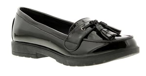 Platino Womens Flat Shoes Kennedy Slip On black patent