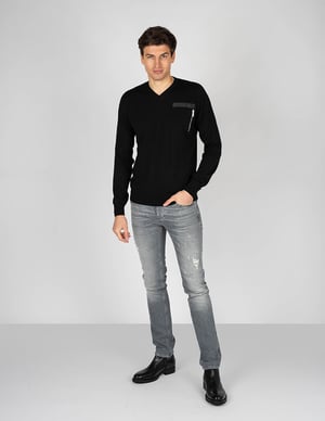 Les Hommes Tröja V-neck  manlig   Svart