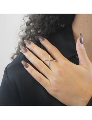 X Duo Ring - Silver och kristall